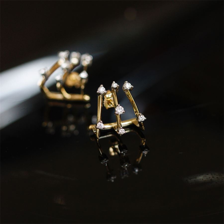 3 element 'Balance' earrings in yellow gold BALANCE | OR3AU18G CT.0,56